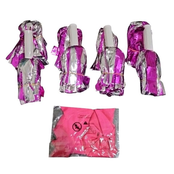 Hanaive 6-Piece 13" Metallic Cheerleading Pom Poms With Handle & 2 Large Bows - Picture 2 of 5